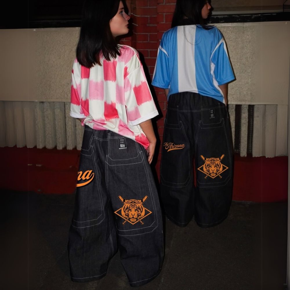 BAGGOUT Tiger print black jeans casual wide-leg slacks