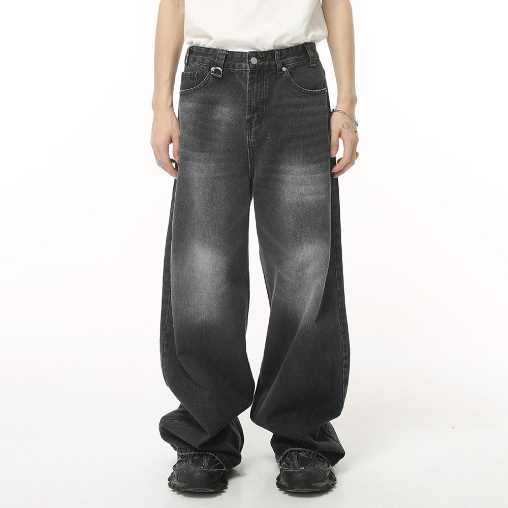 Retro Clean-Fit Distressed Loose Jeans