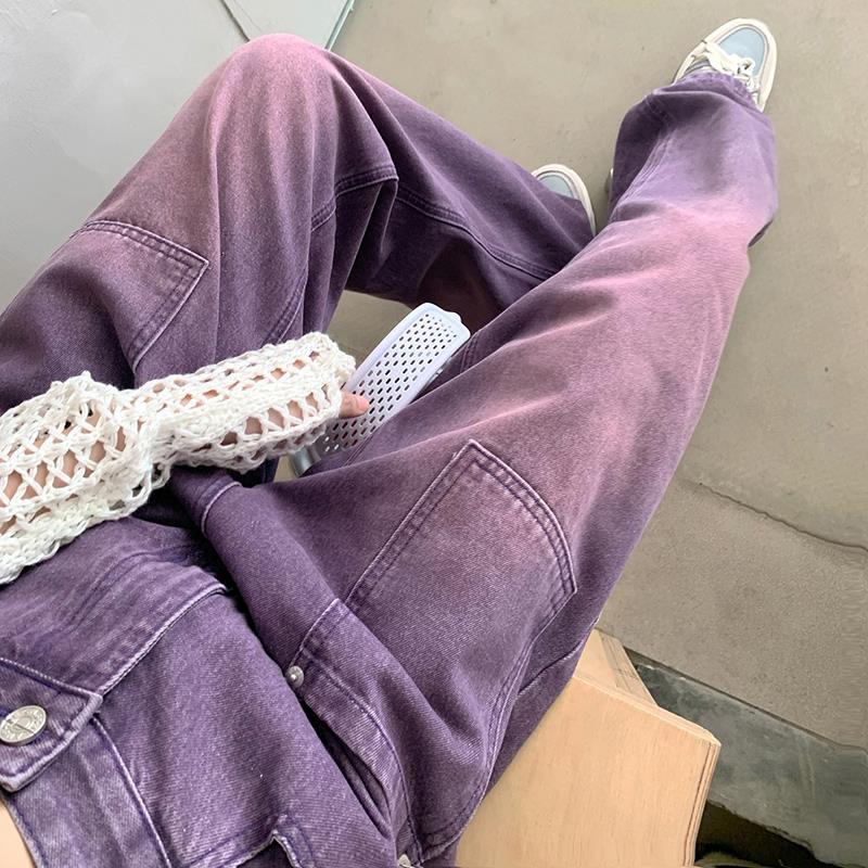 DF |Fading Straight Leg Purple Jeans