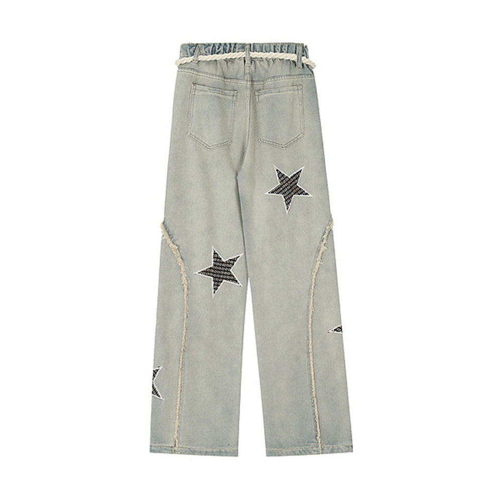 City Star Raw Edge Paneled Straight Jeans