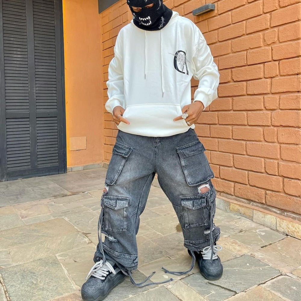 Punk Multi-pocket Ripped Jeans