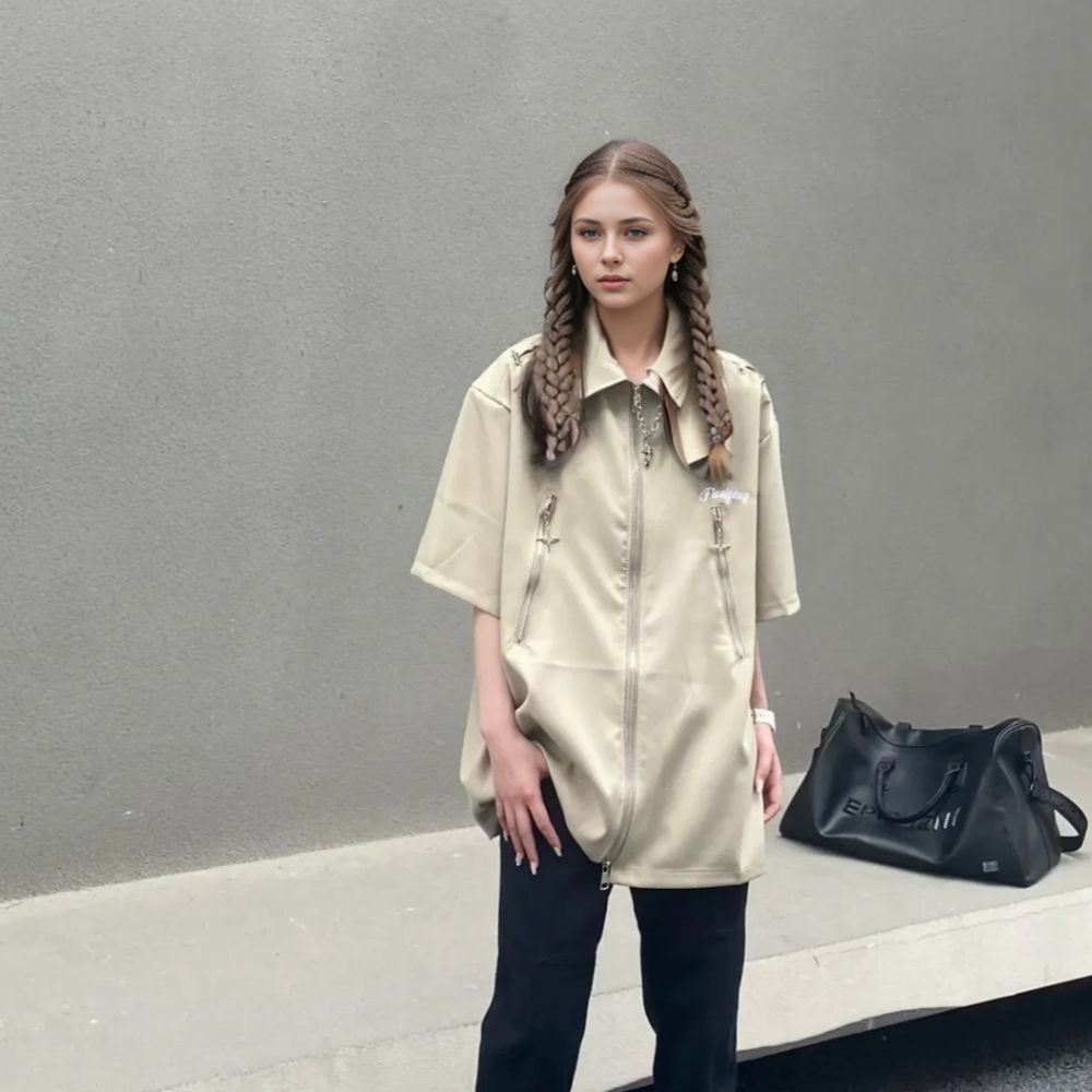High Street Zipper Work Shirt