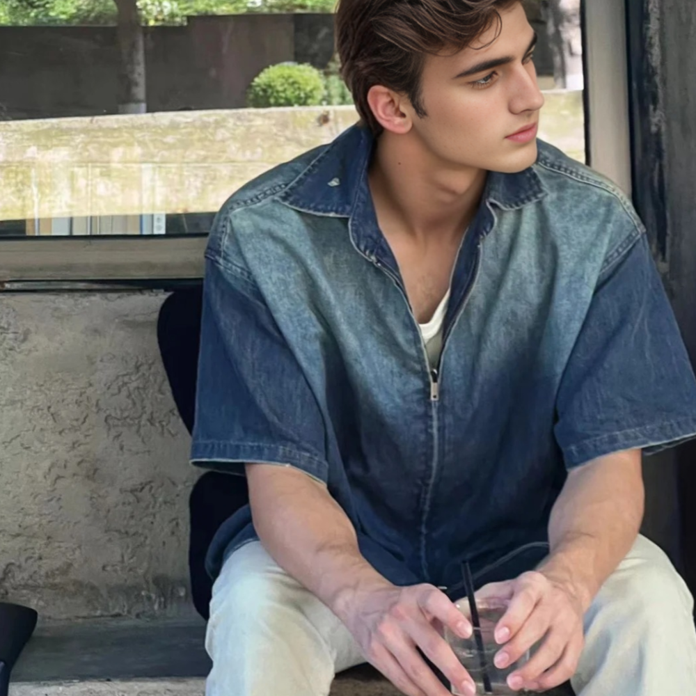 High Street Gradient Washed Denim Shirt