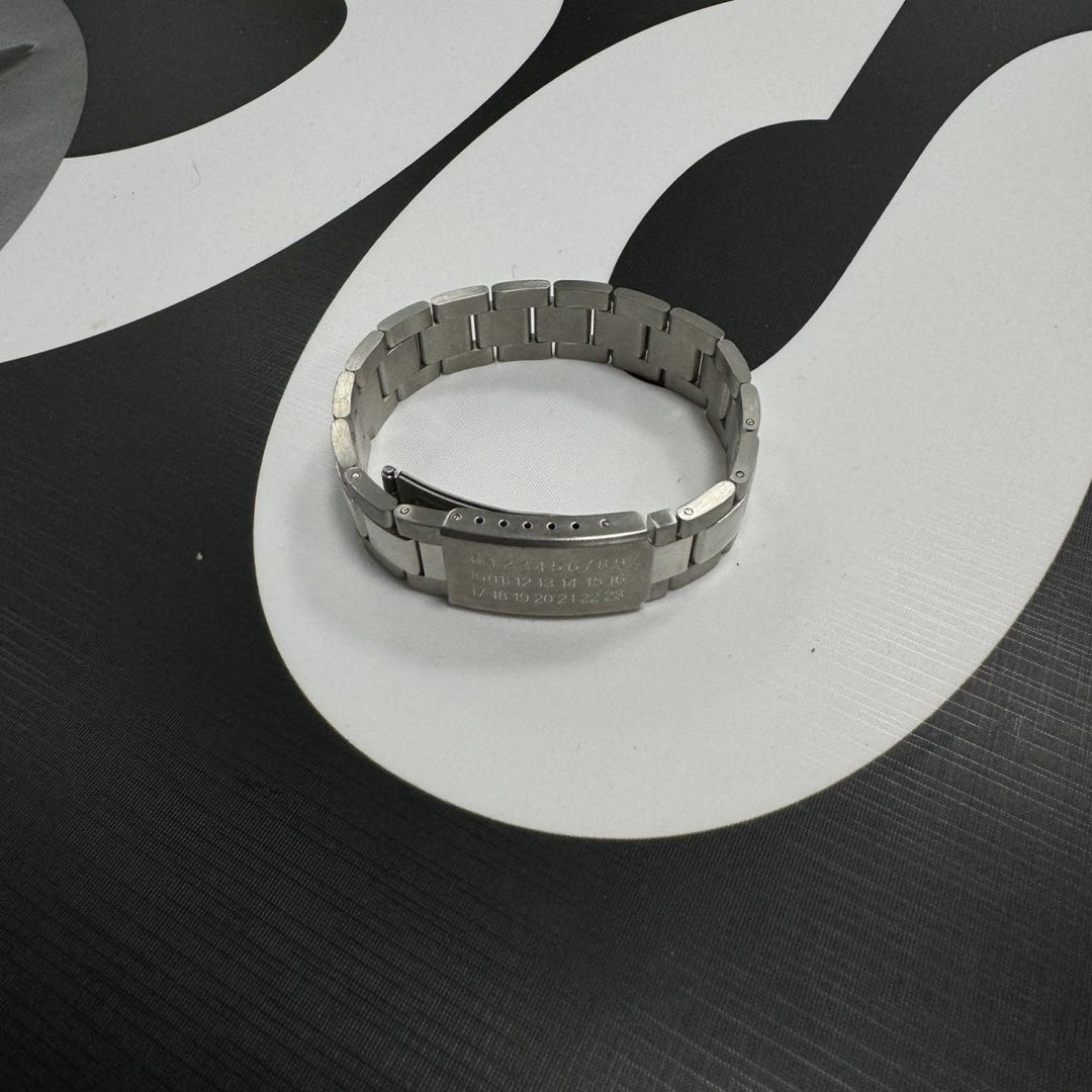 Unseen Echoes Number Tag Stainless Steel Bracelet