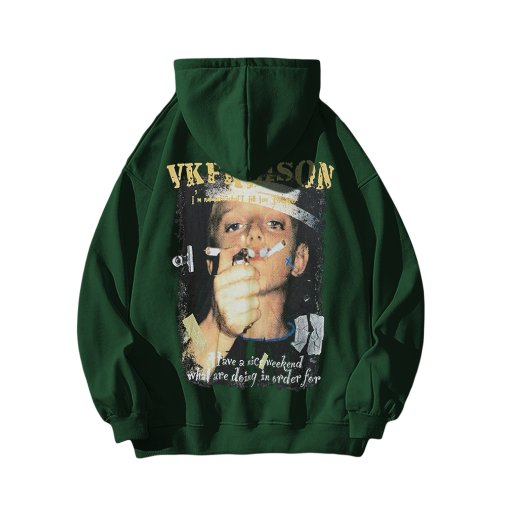 Street Smoking Boys Print Hoodie