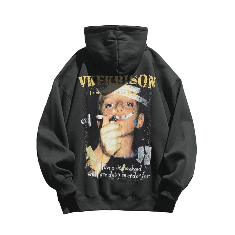 Street Smoking Boys Print Hoodie