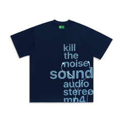 Unseen Echoes Melancholy Trend Letters Earphone Retro T-shirt Details