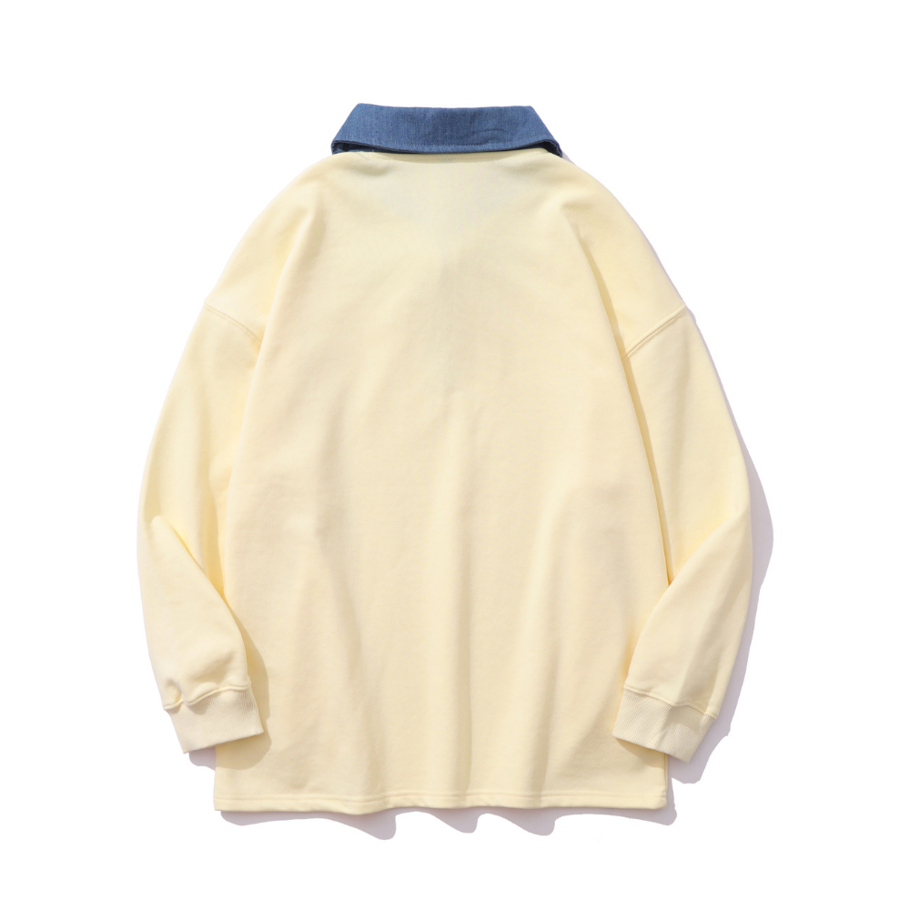 Classic Denim Stitching Polo Sweatshirt