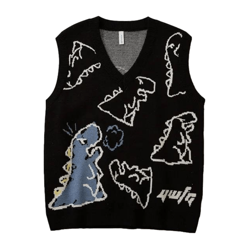 Dinosaur Sketch Pattern knit Vest
