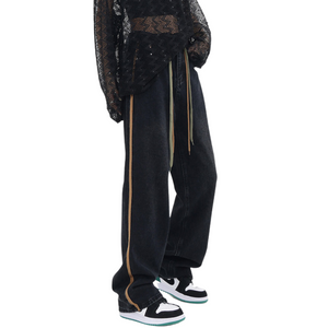 Street Drawstring Wide-Leg Jeans
