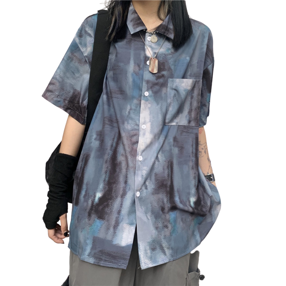 Hip Hop Oil Painting Print Short Sleeve Shirt