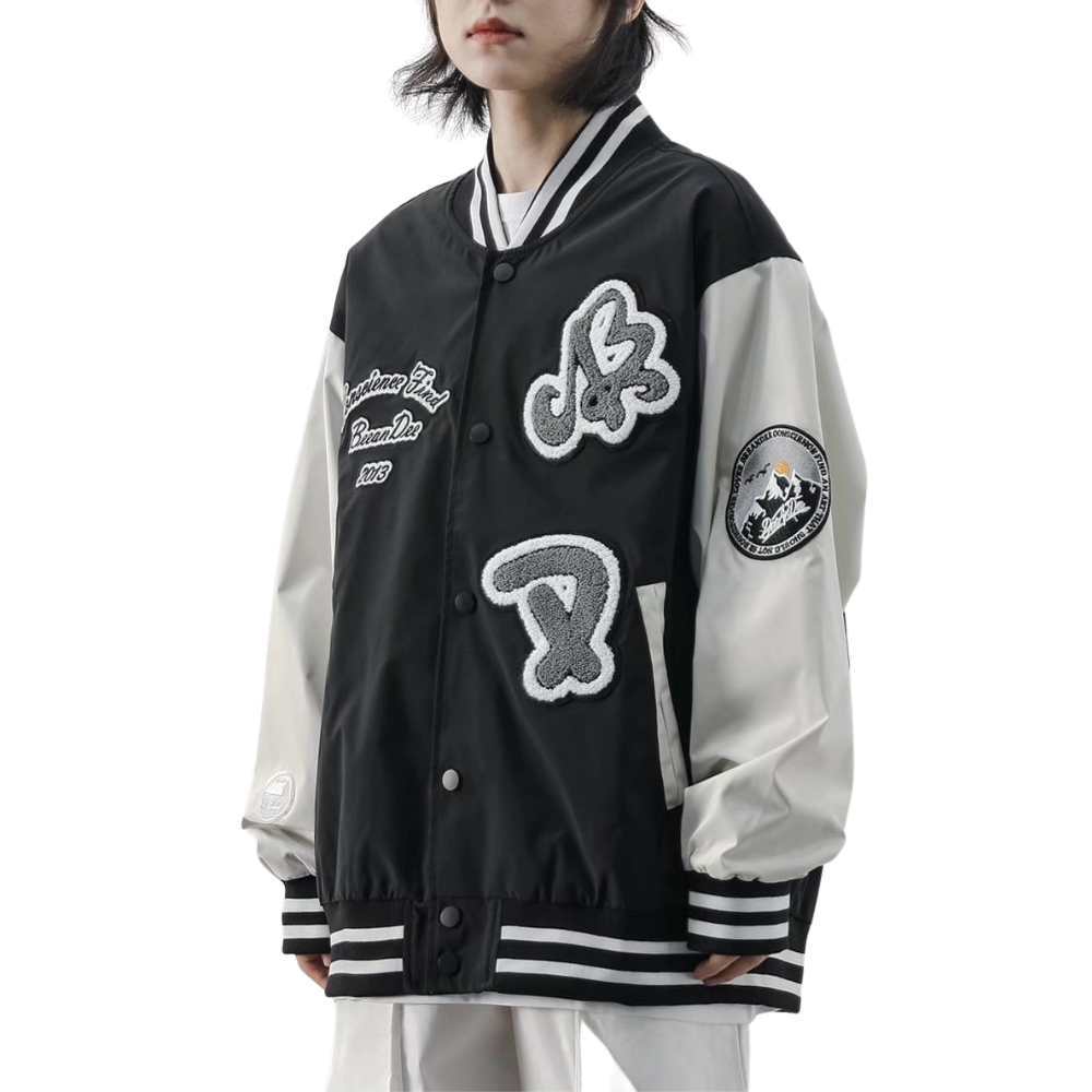 Vintage Letter Embroidery Jacquard Jacket