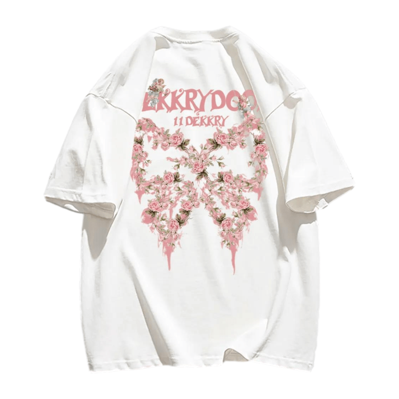 Urban Flower Butterfly Graphic T-Shirt