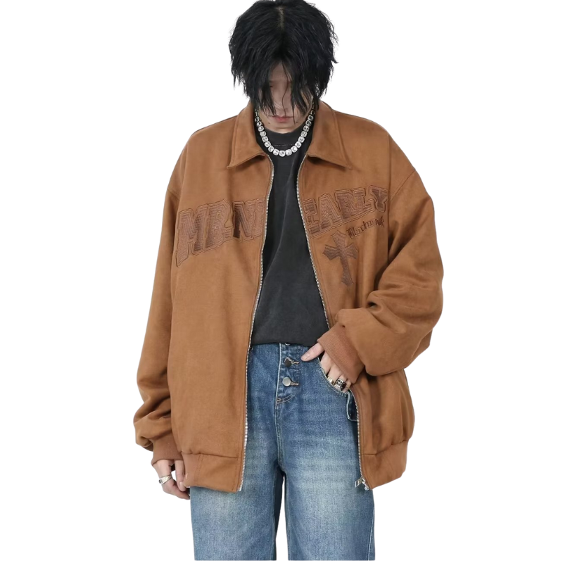 Vintage Embroidered Suede Lapel Jacket