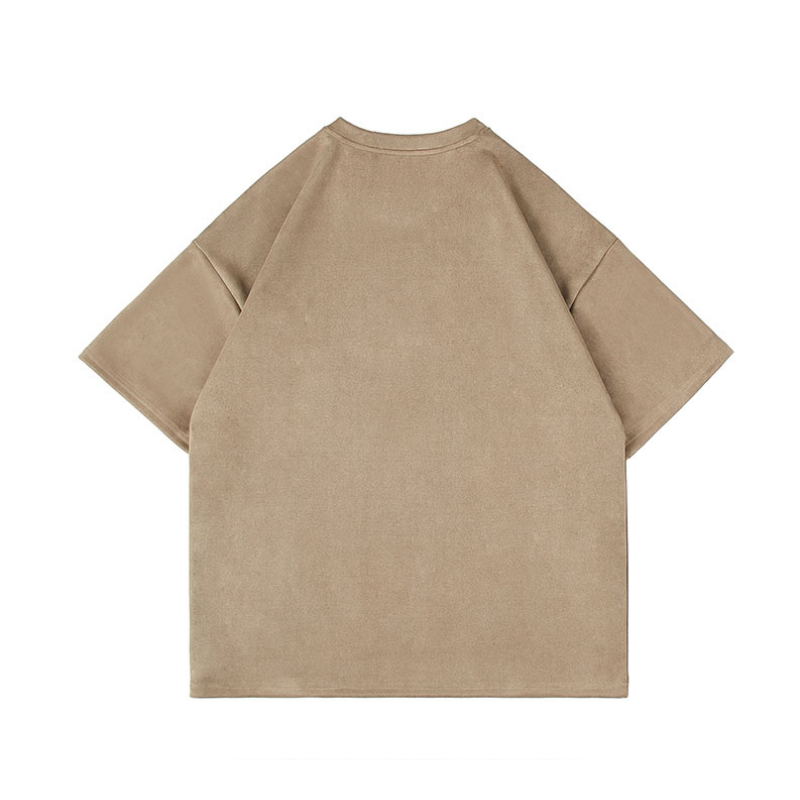 American Letter Embroidery Suede T-Shirt