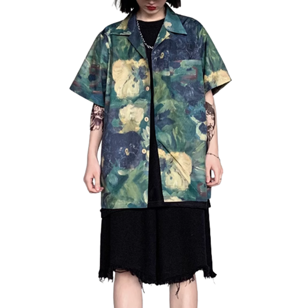 Vintage Tie Dye Contrast Short Sleeve Shirt