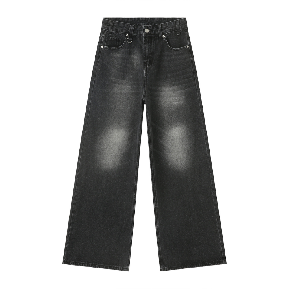 Retro Clean-Fit Distressed Loose Jeans