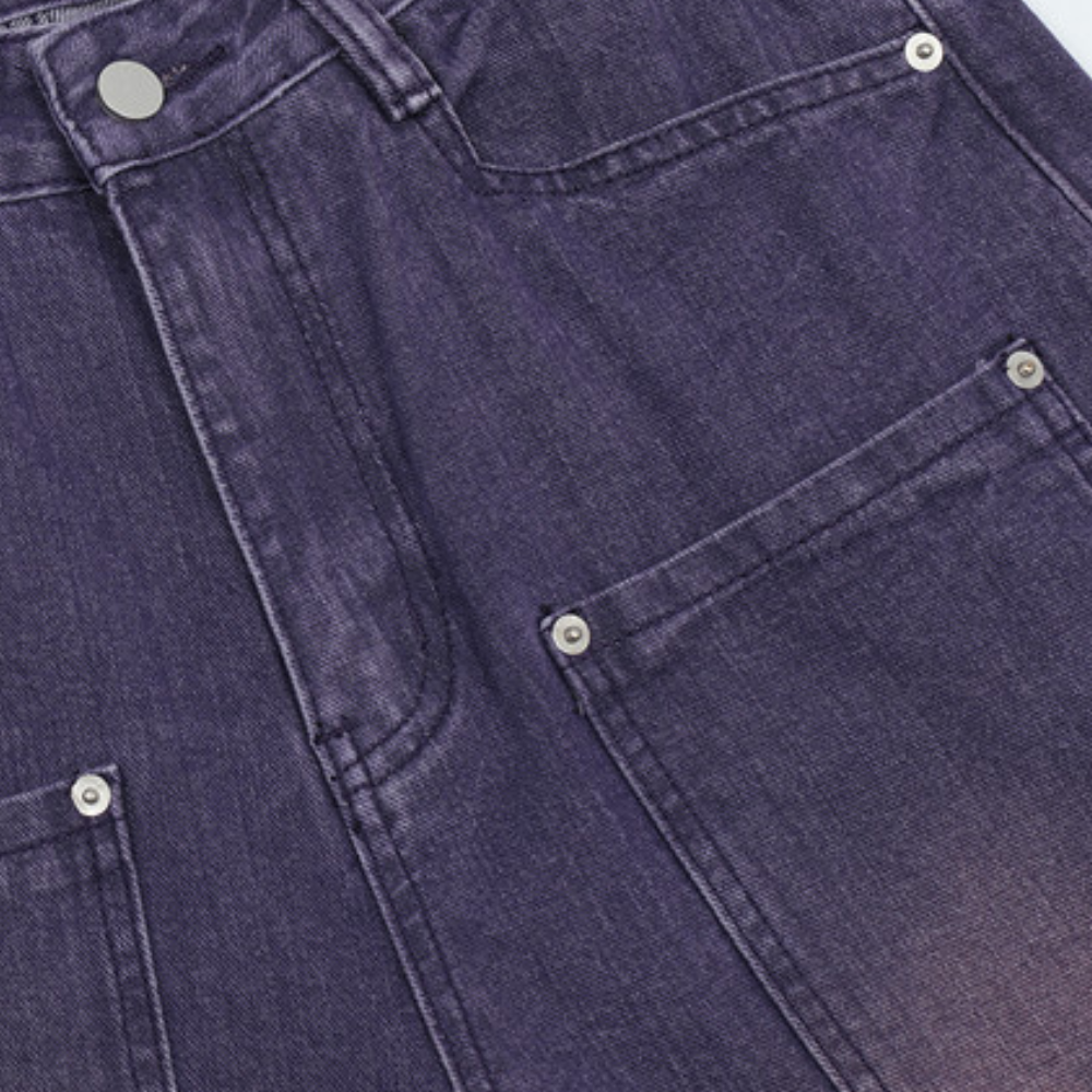 DF |Fading Straight Leg Purple Jeans