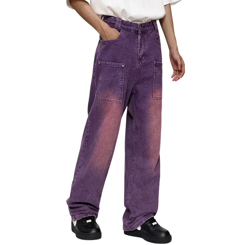 DF |Fading Straight Leg Purple Jeans