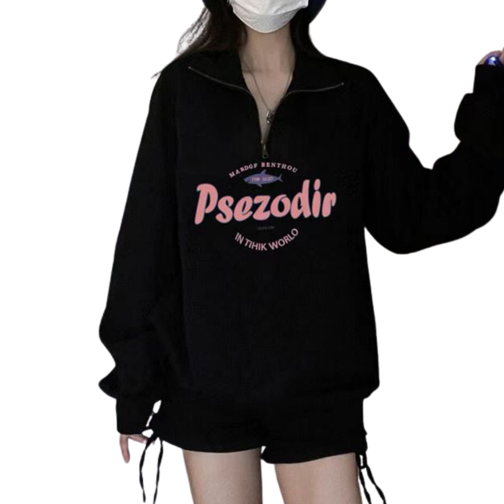 Pink Letter Polo Sweatshirt