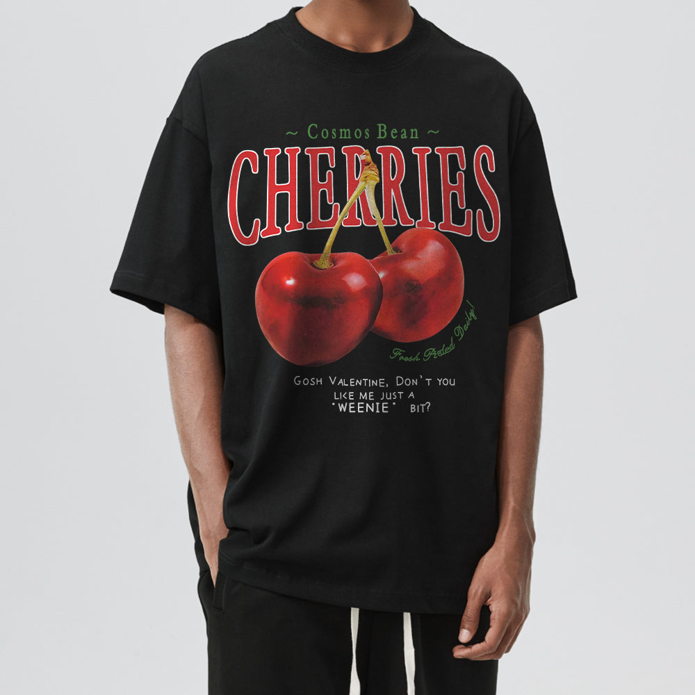 American Cherry Print Cotton T-shirt
