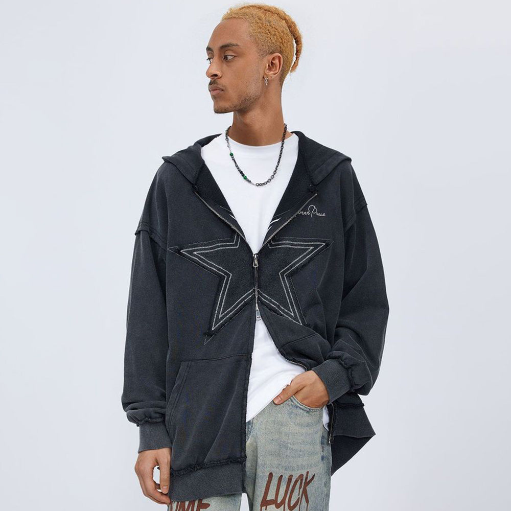American Distressed Stars Solid Color Hoodie