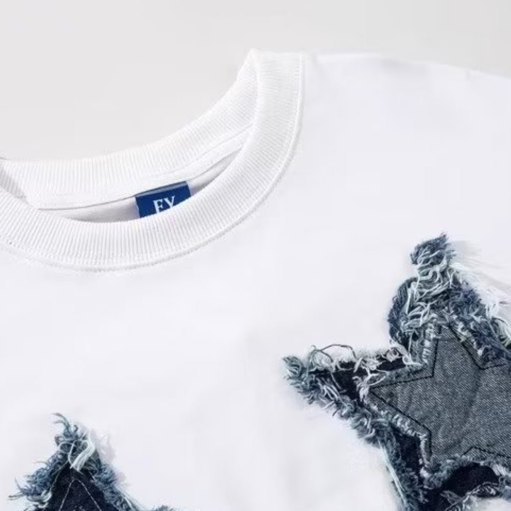 Patchwork Embroidered Stars T-shirt