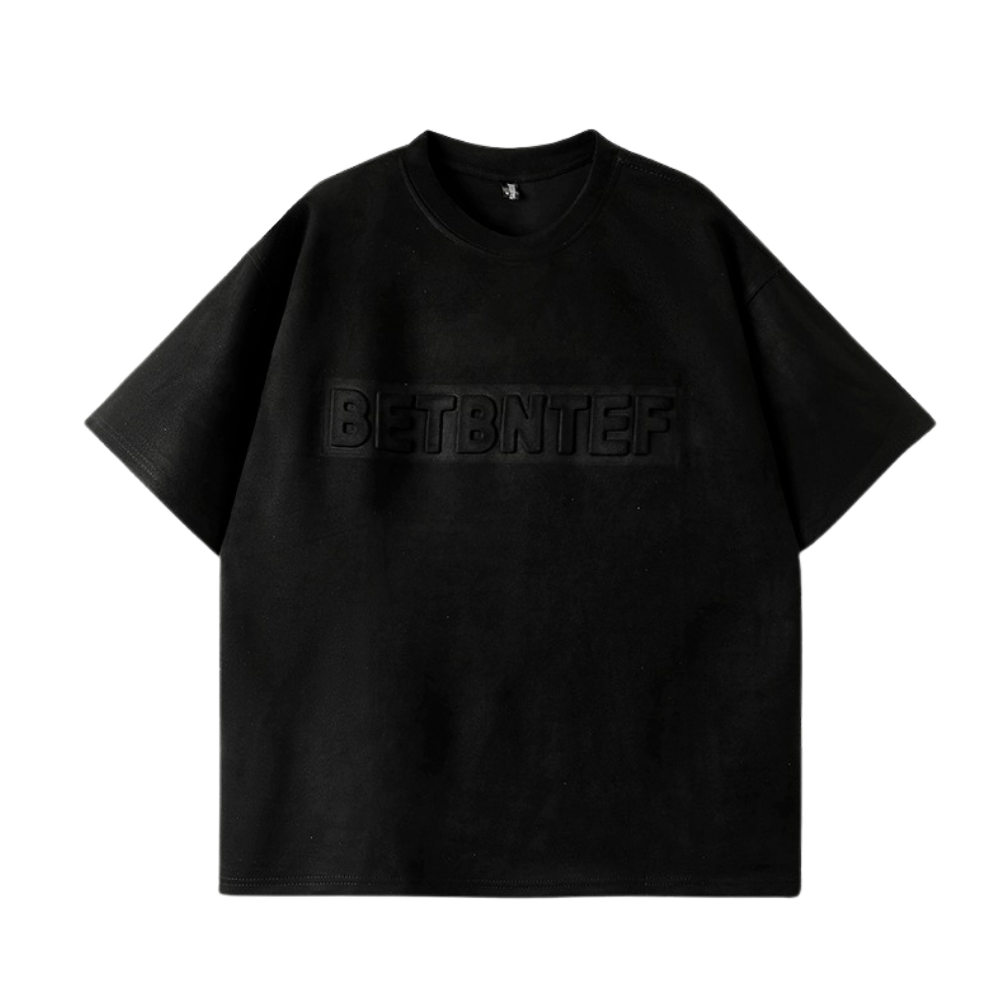 Classic Letter Embossed Suede T-shirt