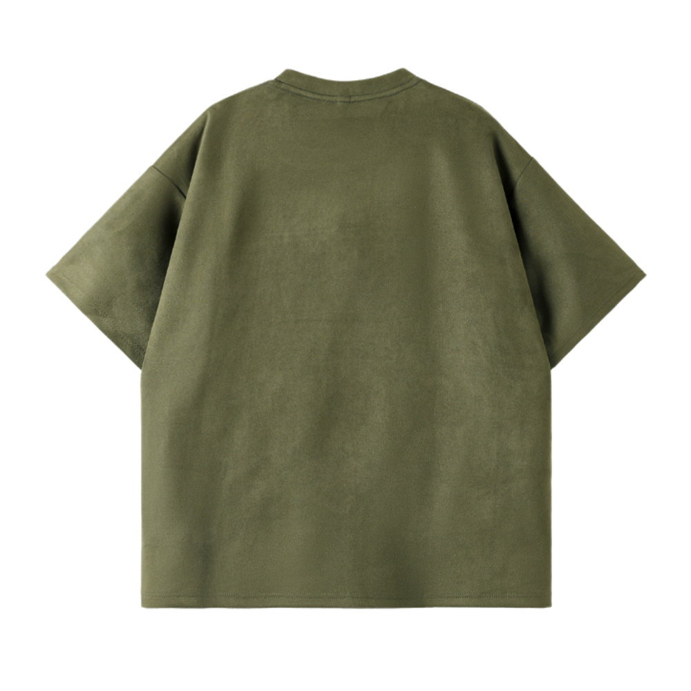 Classic Letter Embossed Suede T-shirt