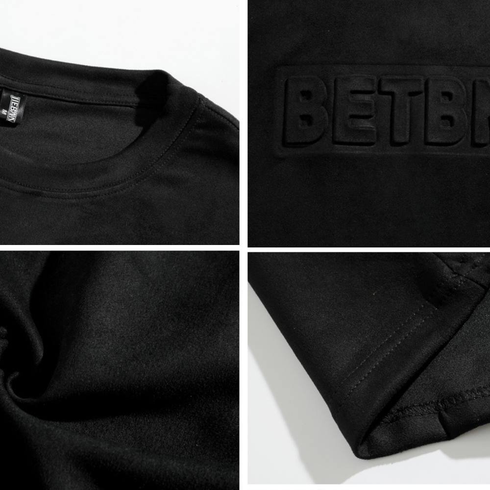Classic Letter Embossed Suede T-shirt
