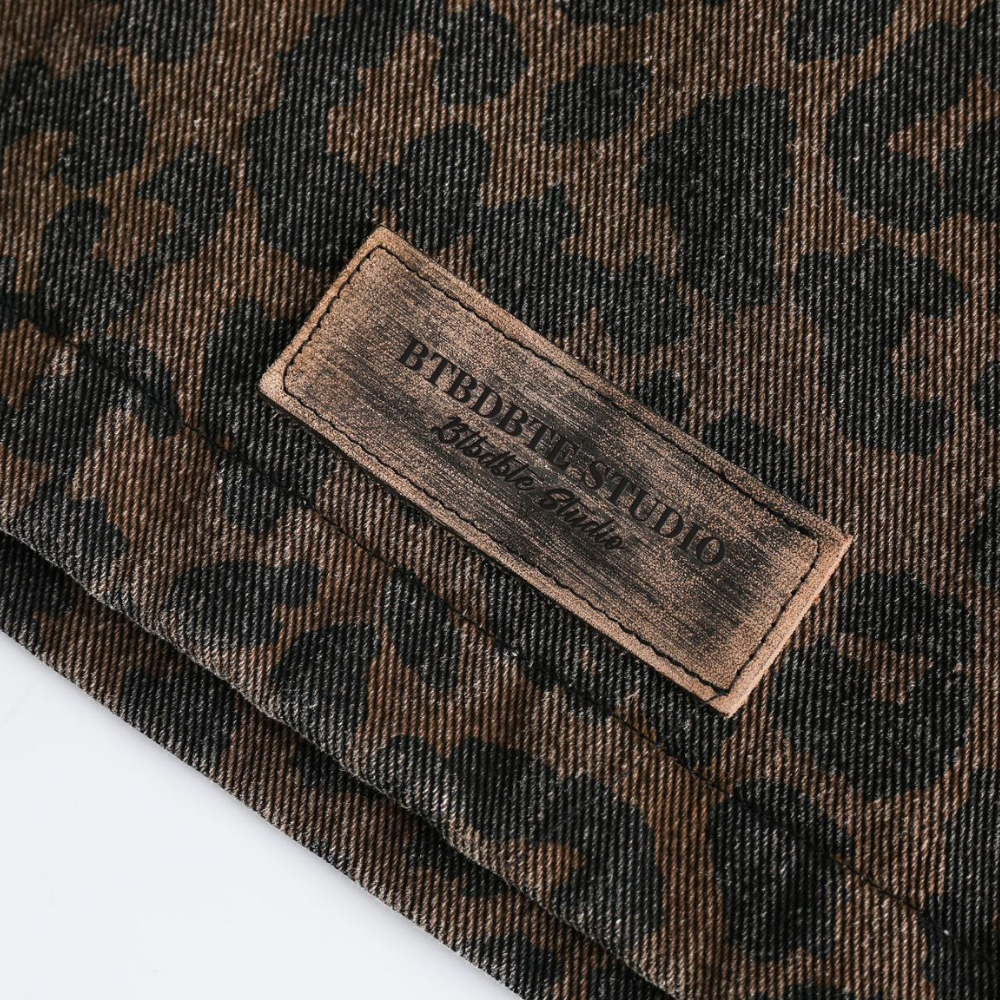 Retro Leopard Print Distressed Jacket