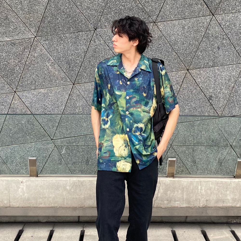 Vintage Tie Dye Contrast Short Sleeve Shirt