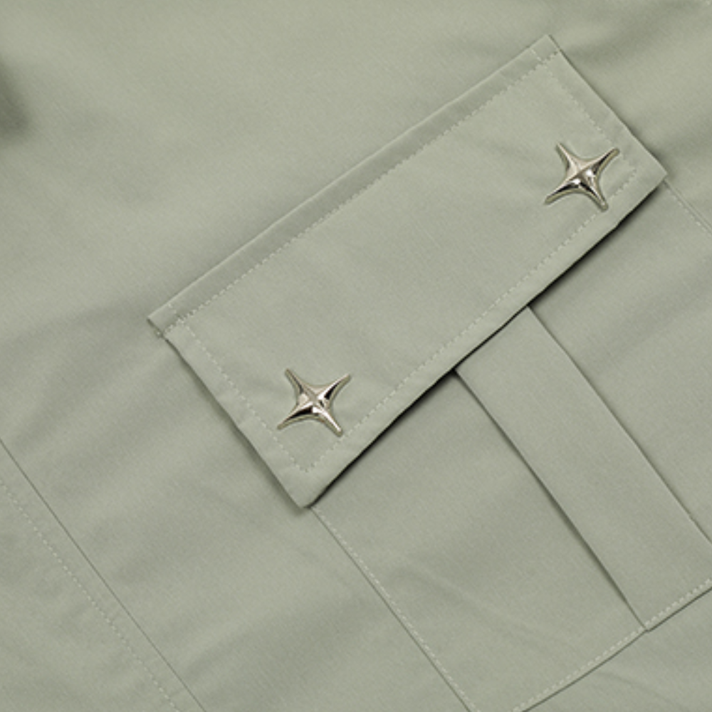 Functional Multi-pocket Plain Shirt