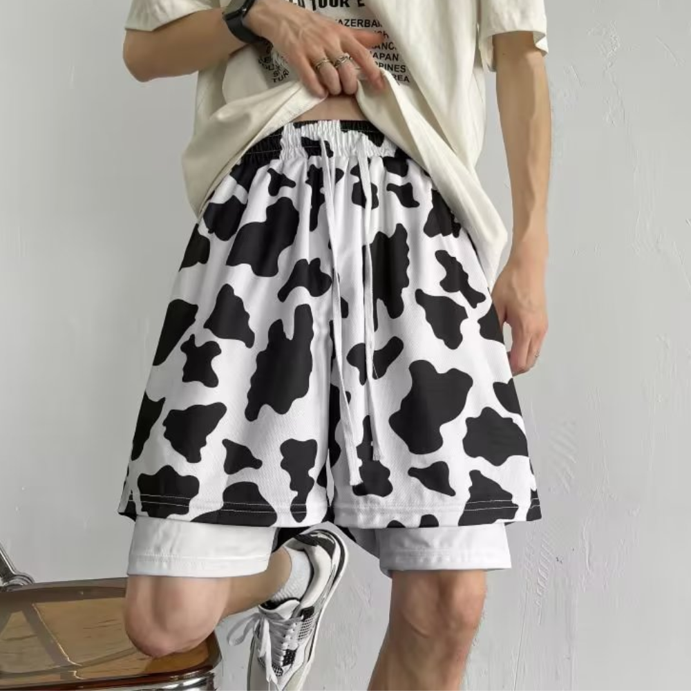 Casual Cow Leopard Drawstring Shorts