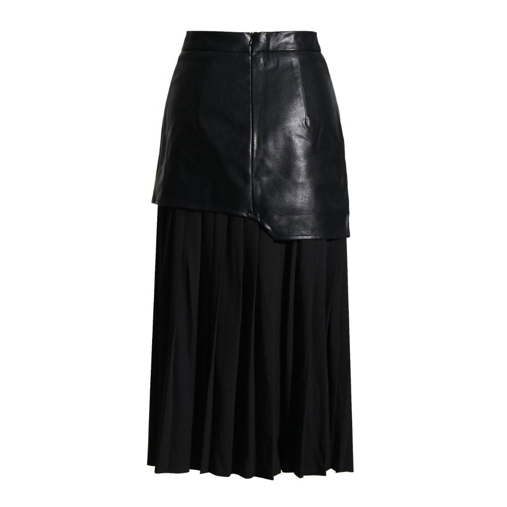 Women's Elegant PU Patchwork Maxi Skirt