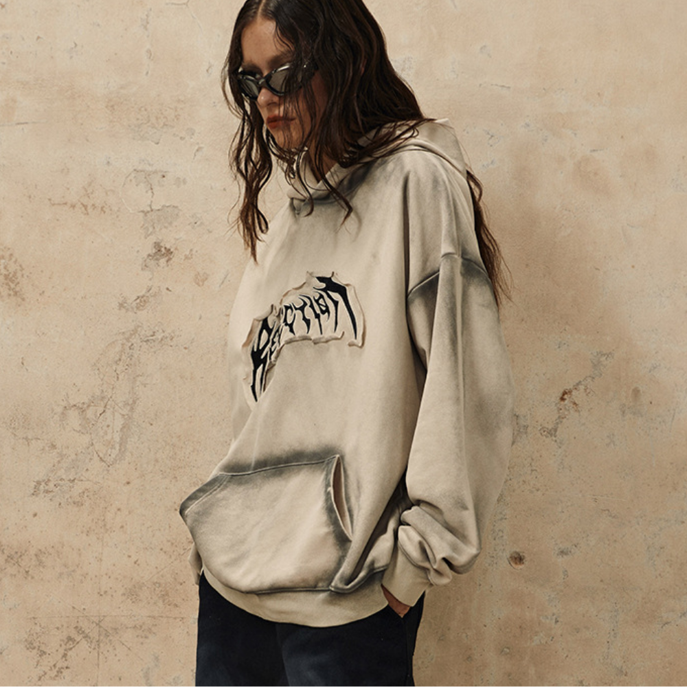 High Street Tie Dye Patch Letters Hoodie