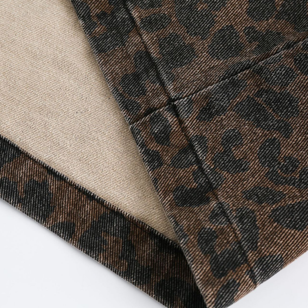 Retro Leopard Print Distressed Jacket