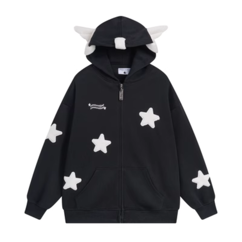 Solid Color 3D Stars Hoodie