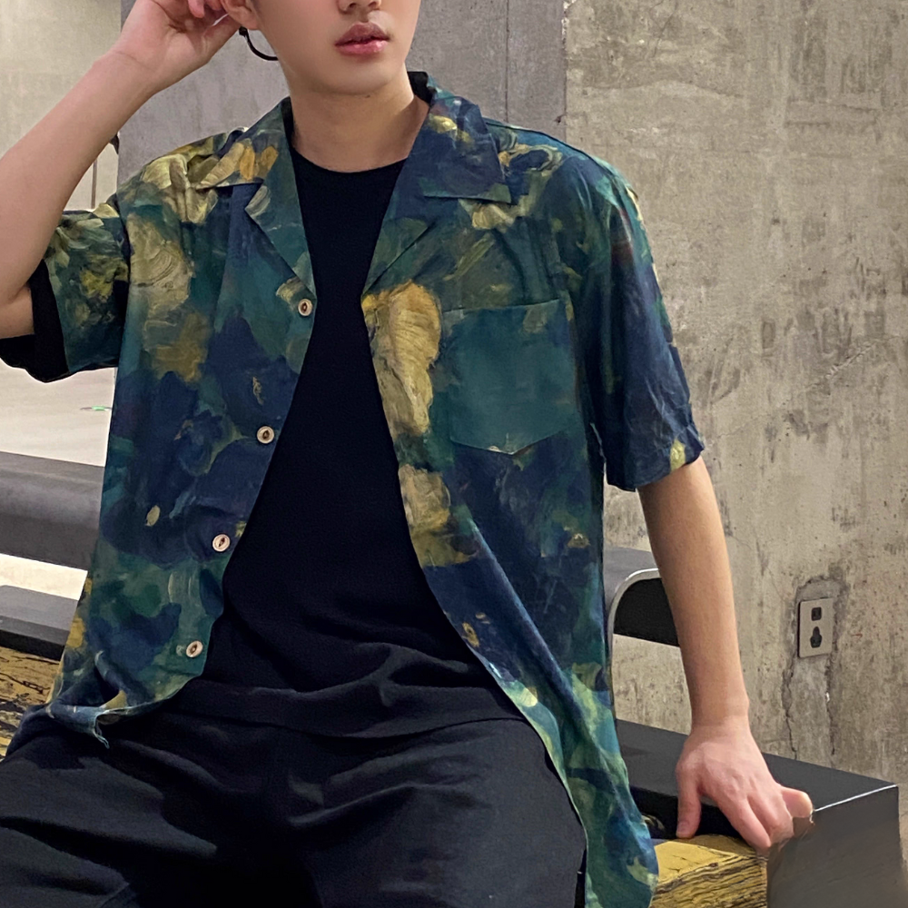 Vintage Tie Dye Contrast Short Sleeve Shirt