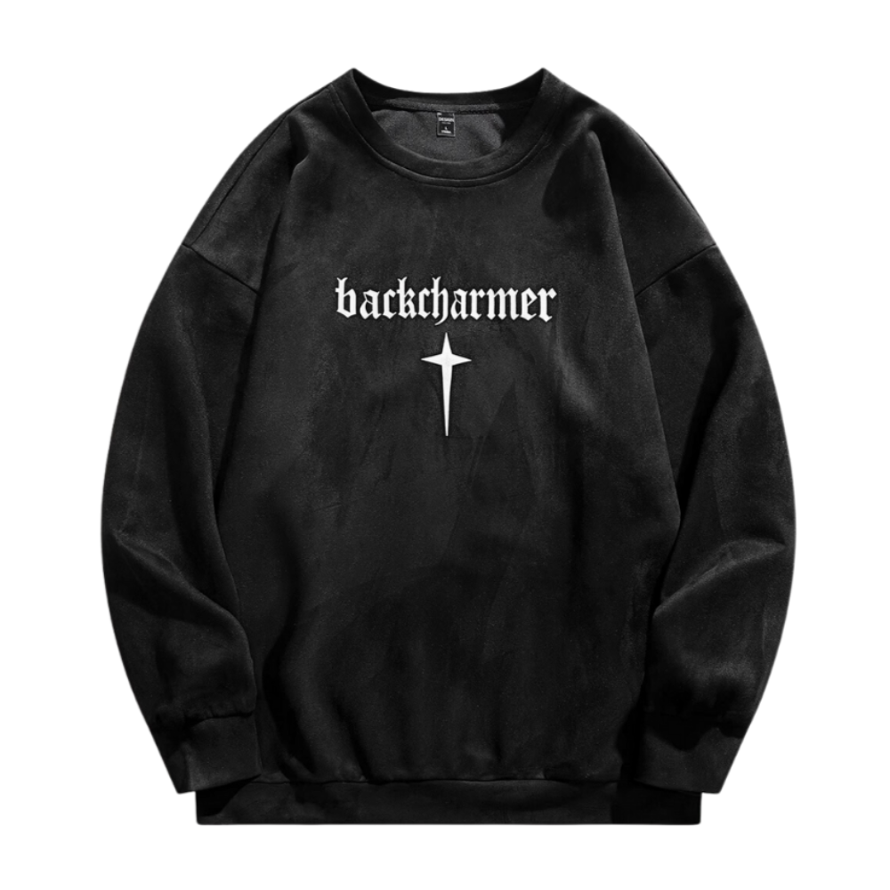 High Street Letter Cross Suede Sweatshirt