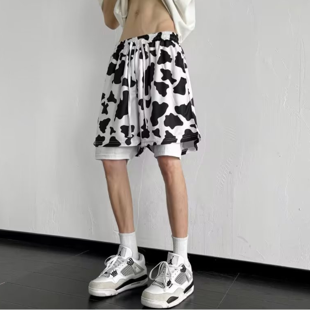 Casual Cow Leopard Drawstring Shorts