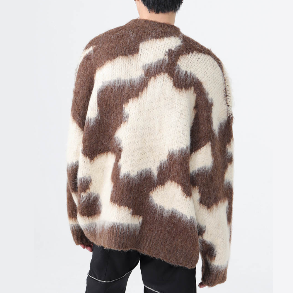 Contrast Color Deer Plush Cross Sweater