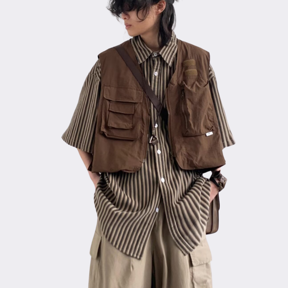 Japanese Retro Multi-Pocket Vest