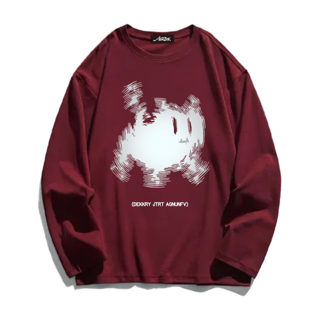Grumpy Kitty Print Long Sleeve Shirt