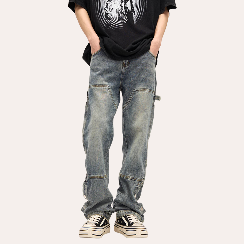 Street Button Panel Jeans