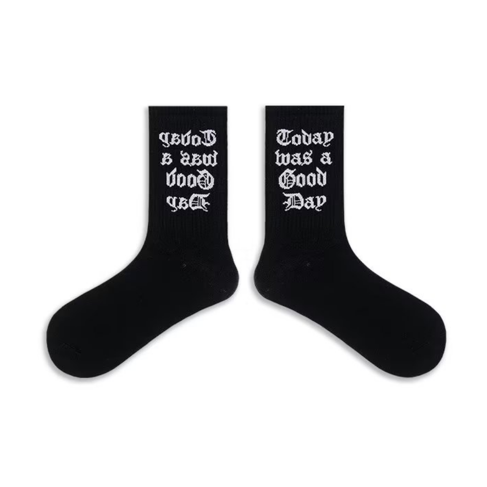 Unseen Echoes American Street Sanskrit Letter Socks