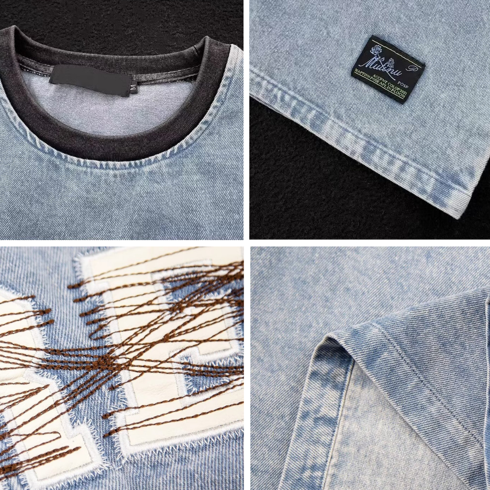 Heavy Denim Embroidered T-Shirt