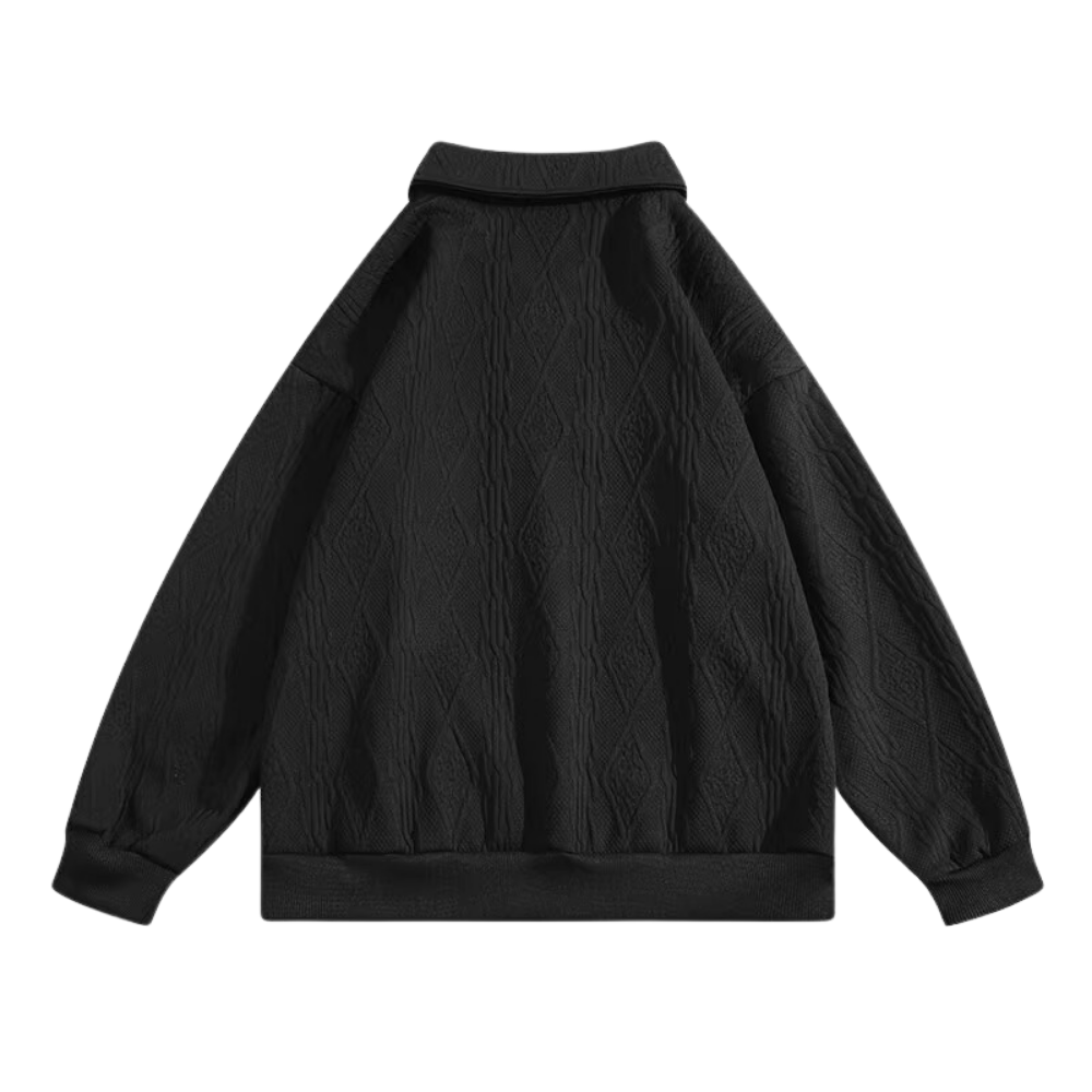 Simple Pattern Solid Color Polo Sweatshirt
