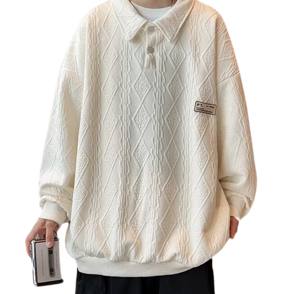 Simple Pattern Solid Color Polo Sweatshirt