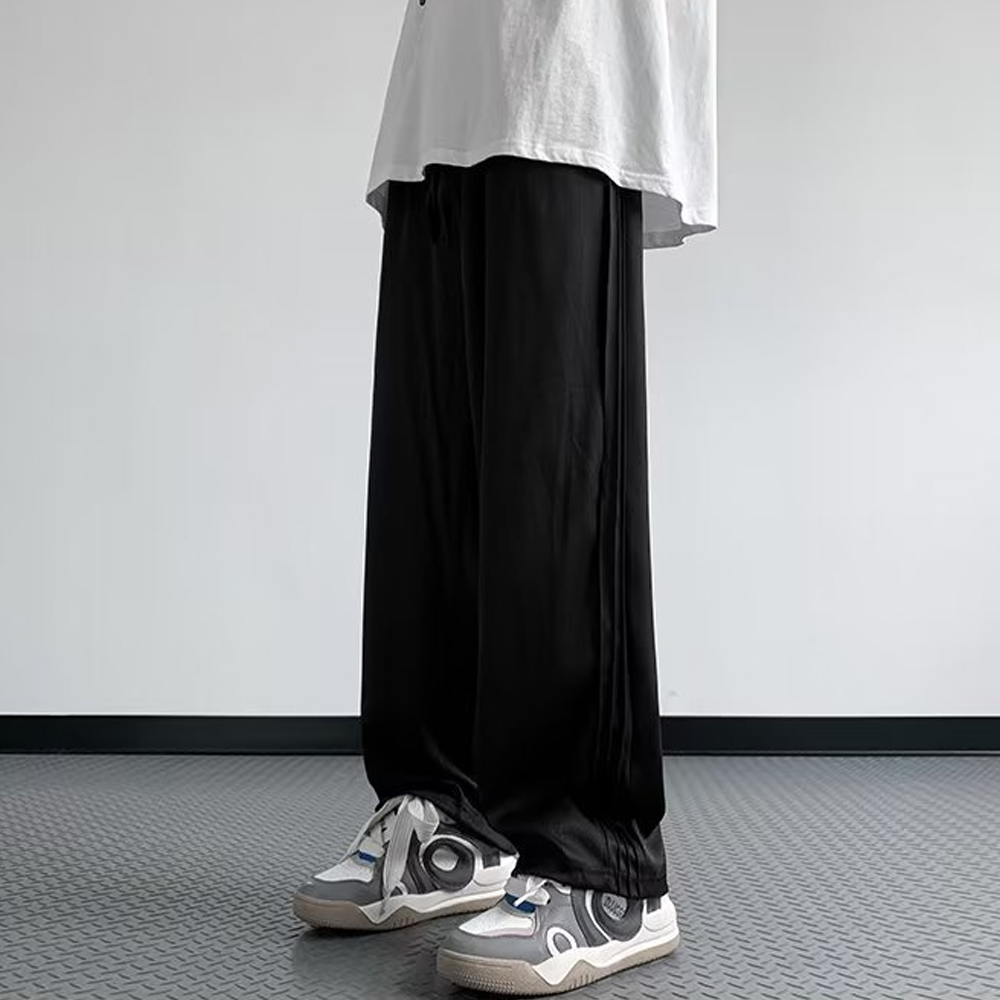 High street Retro Solid Color Straight Sweatpants